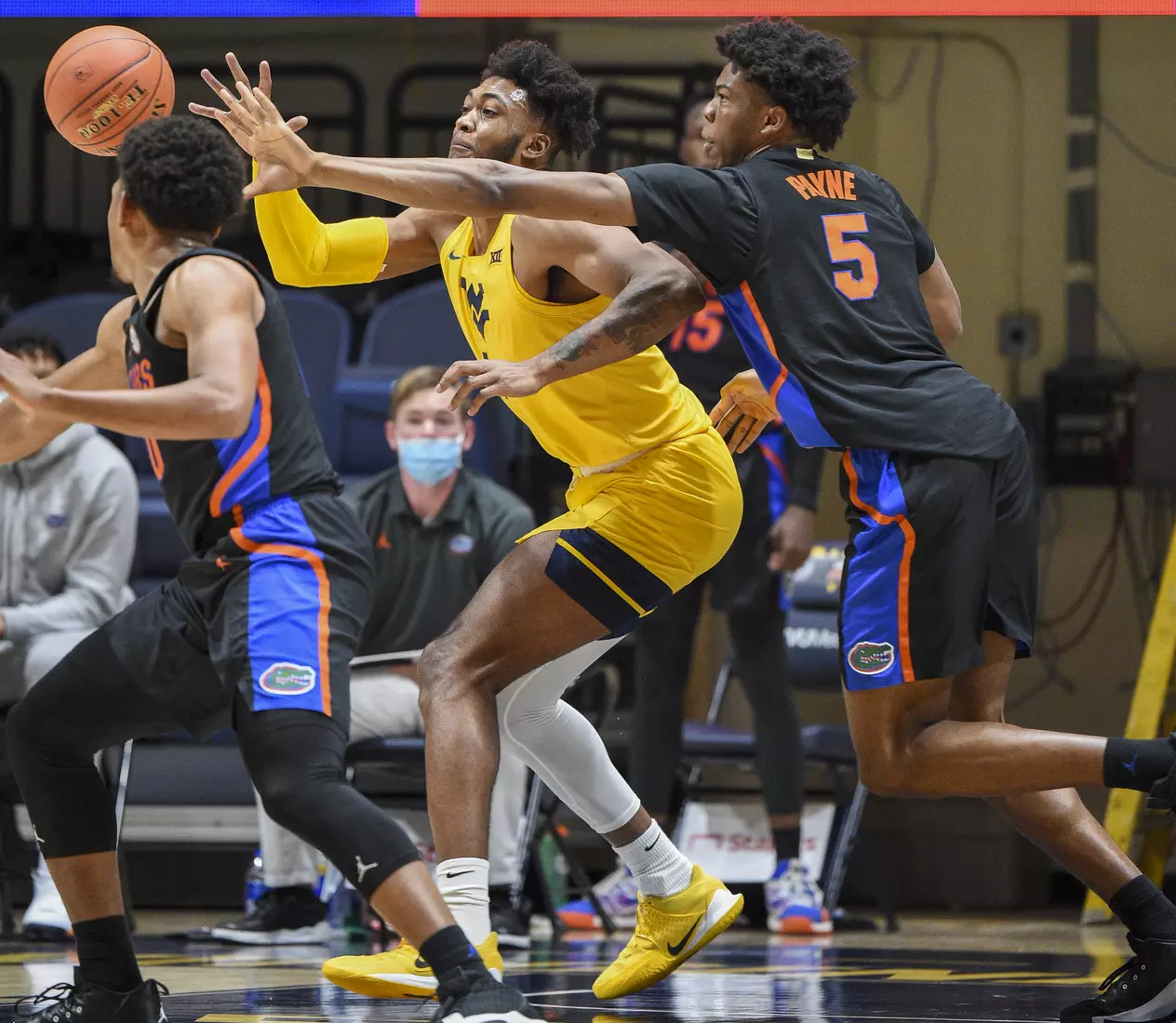 Derek Culver works in the lane during first half action.