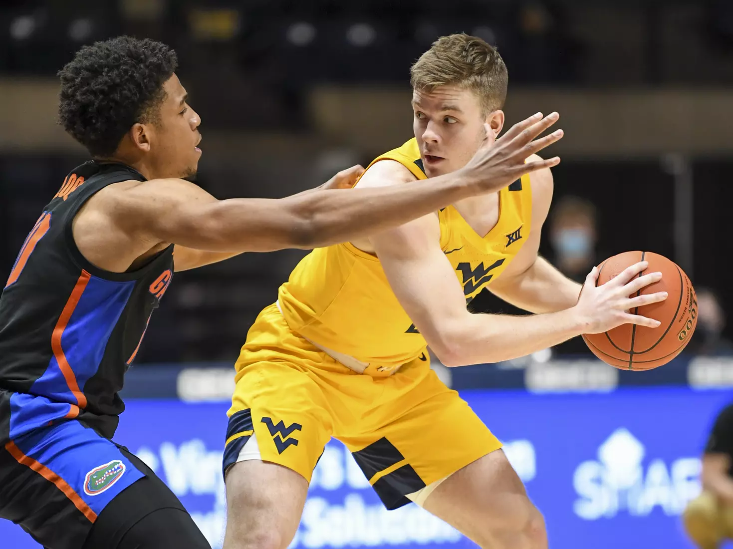 Sean McNeil works the ball.