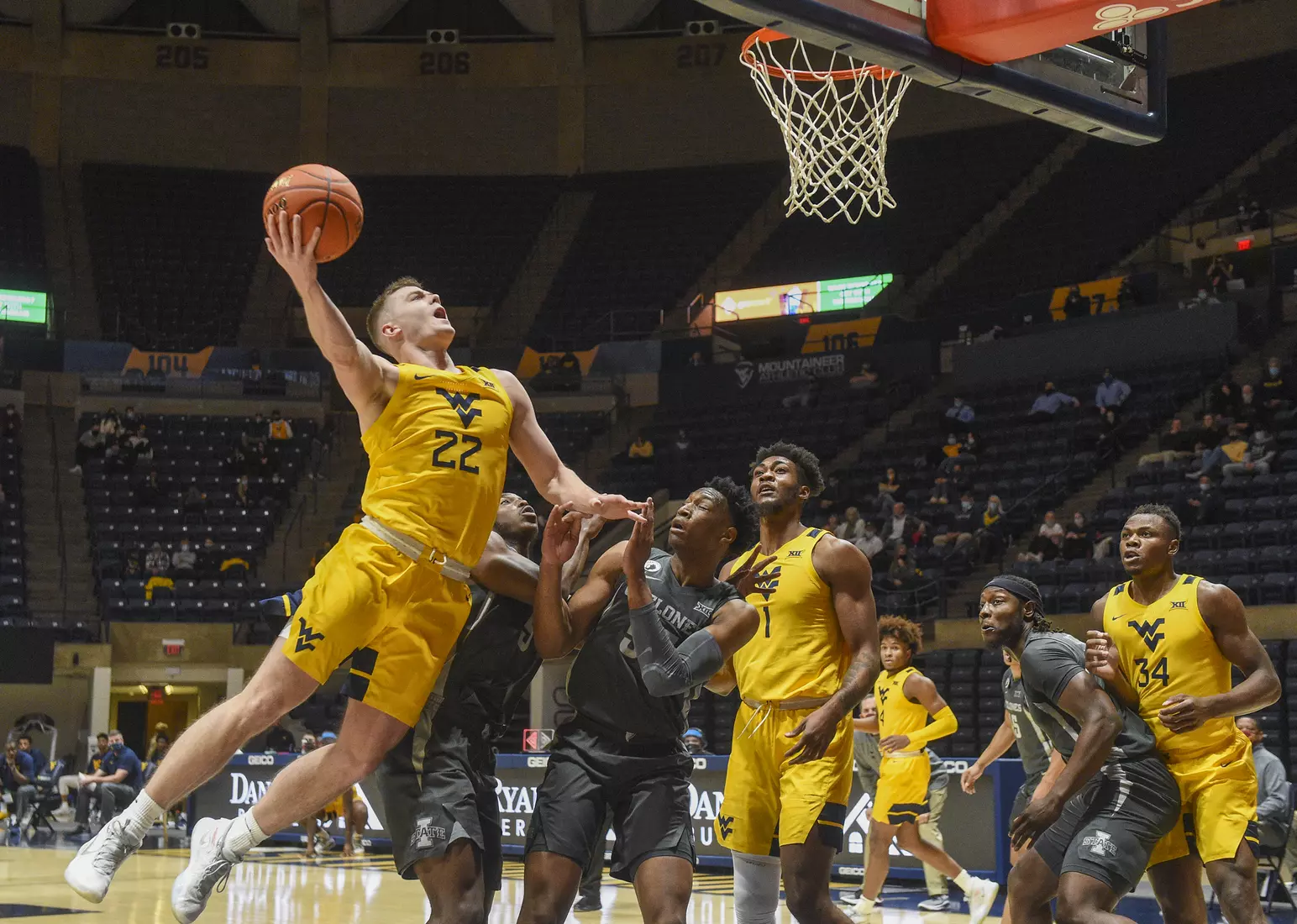 Sean McNeil glides to the basket.