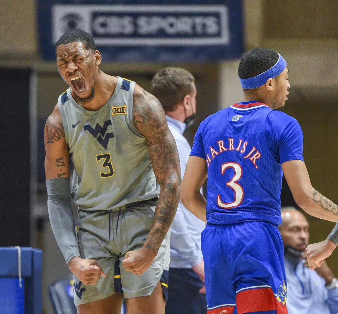 Gabe Osabuohien celebrates a big stop.