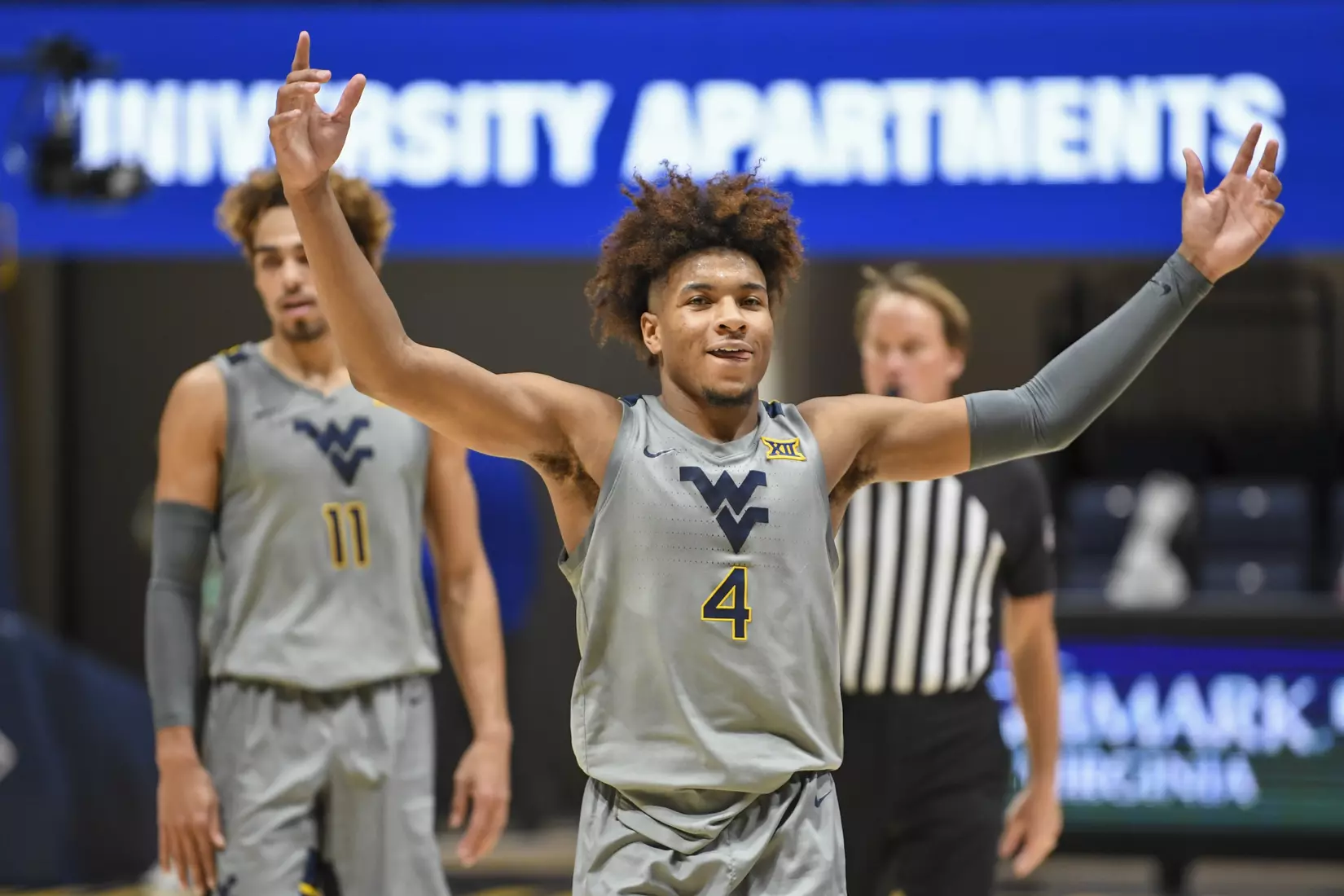 Miles McBride celebrates in the final seconds.