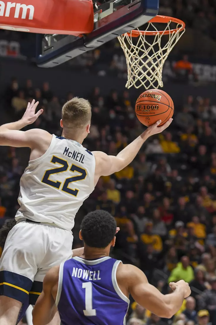 Sean McNeil from behind the hoop.