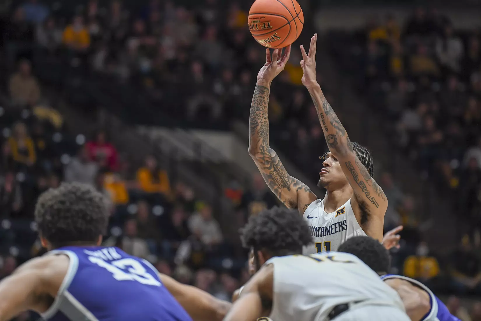 Jalen Bridges hits a late foul shot.