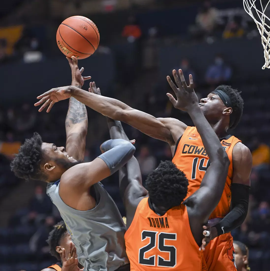 Derek Culver scores two in the paint.