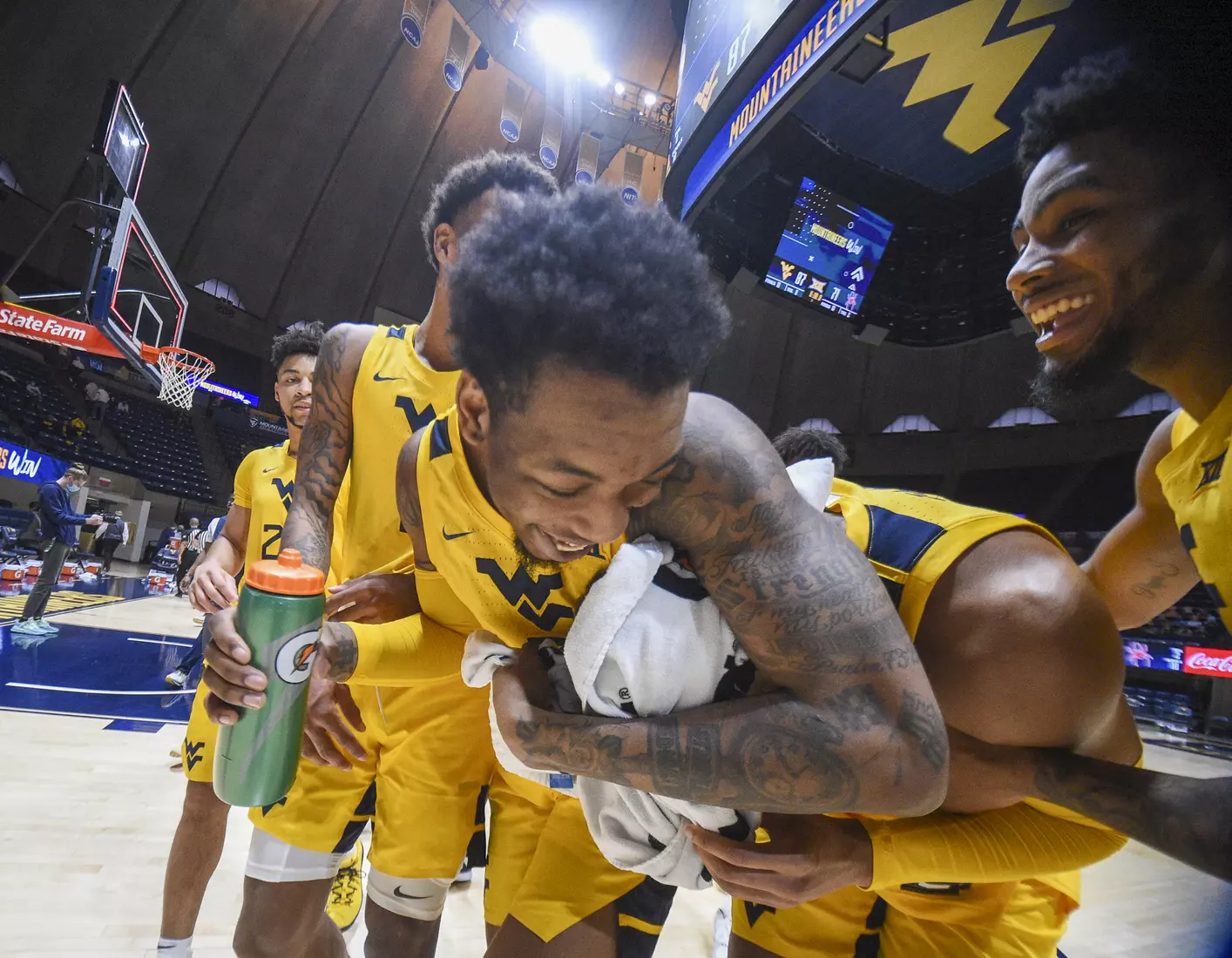 Gabe Osabuohien clowns after the win.