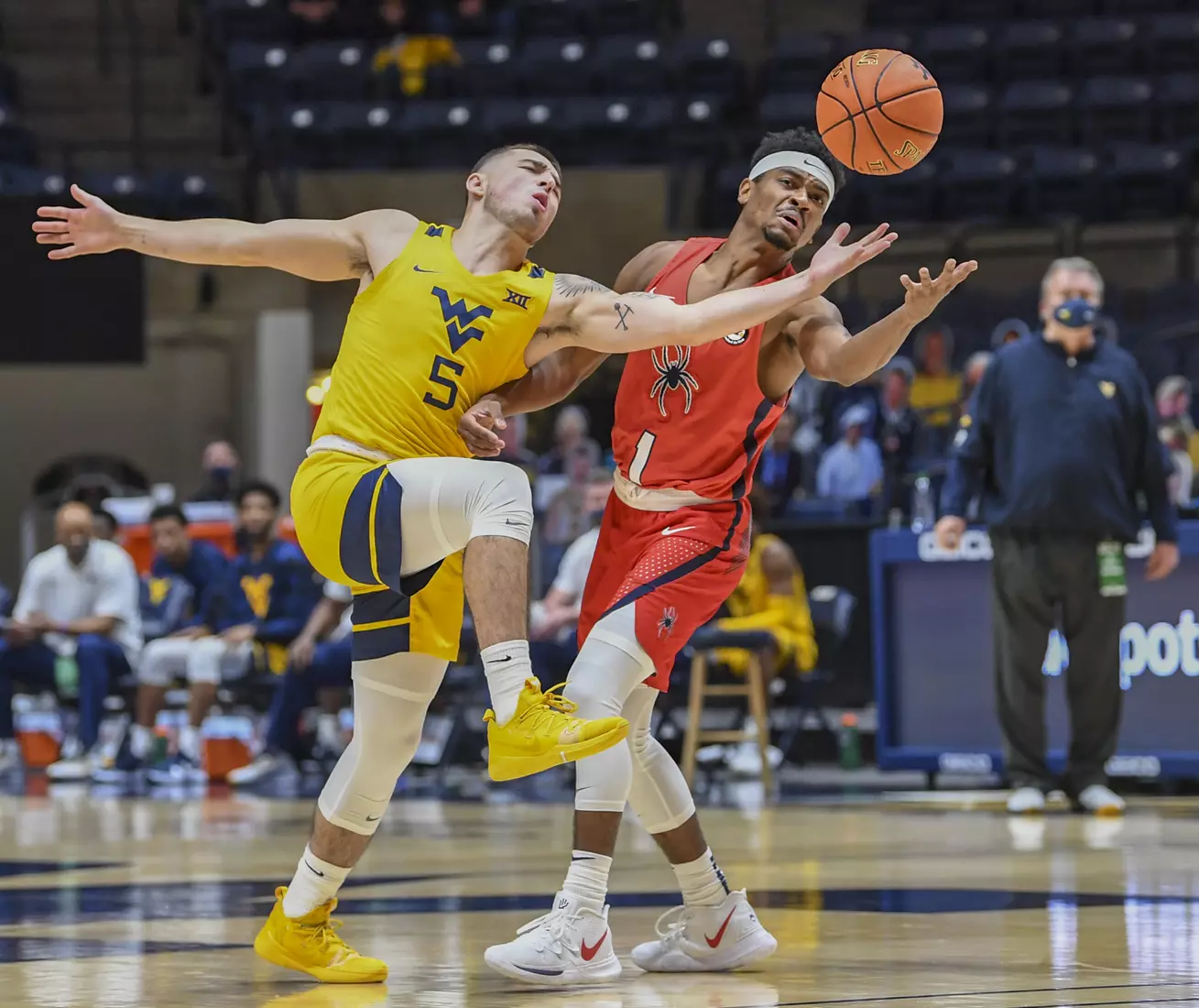 Jordan McCabe is fouled while bringing the ball upcourt.