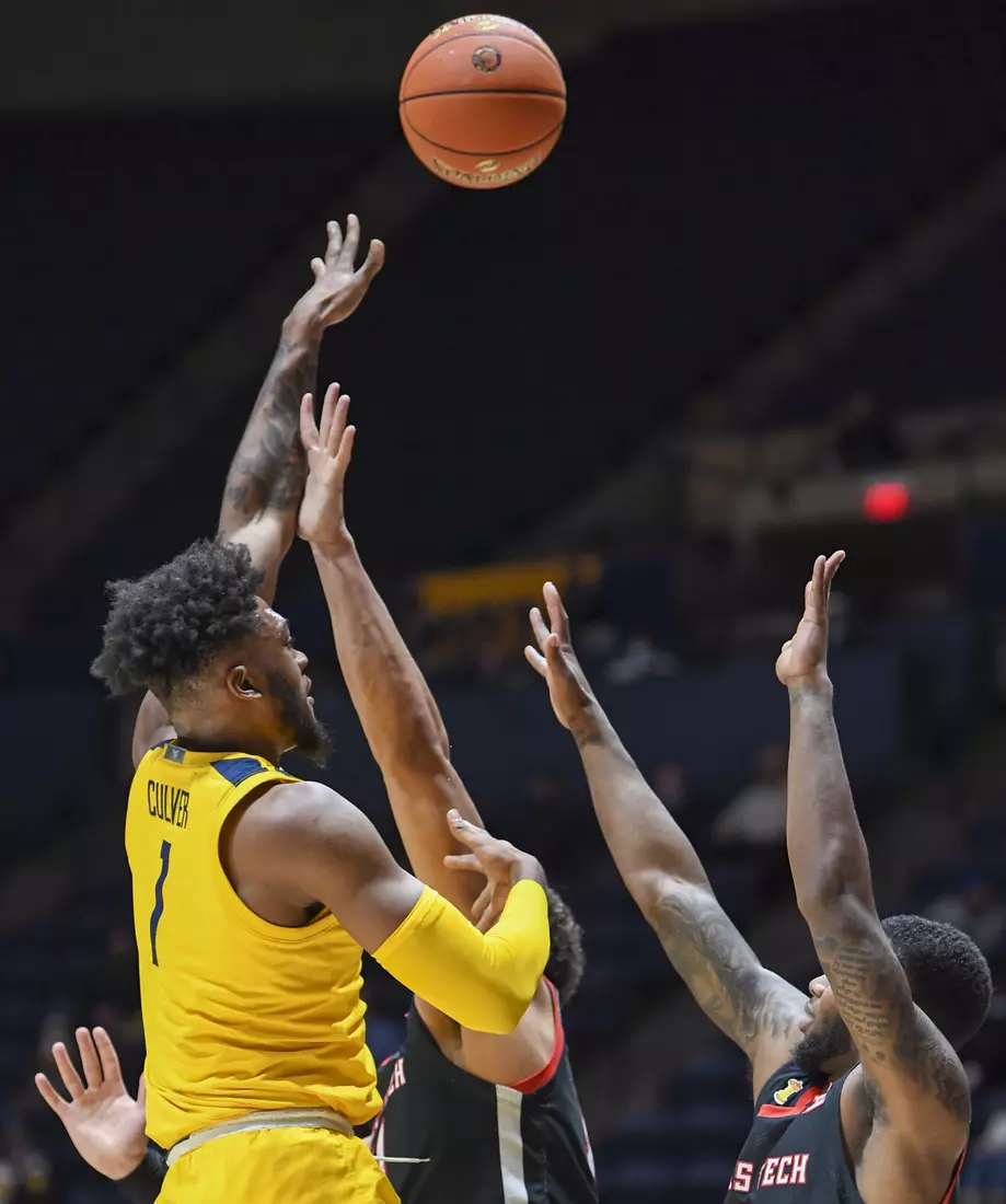 Derek Culver shoots for two points.