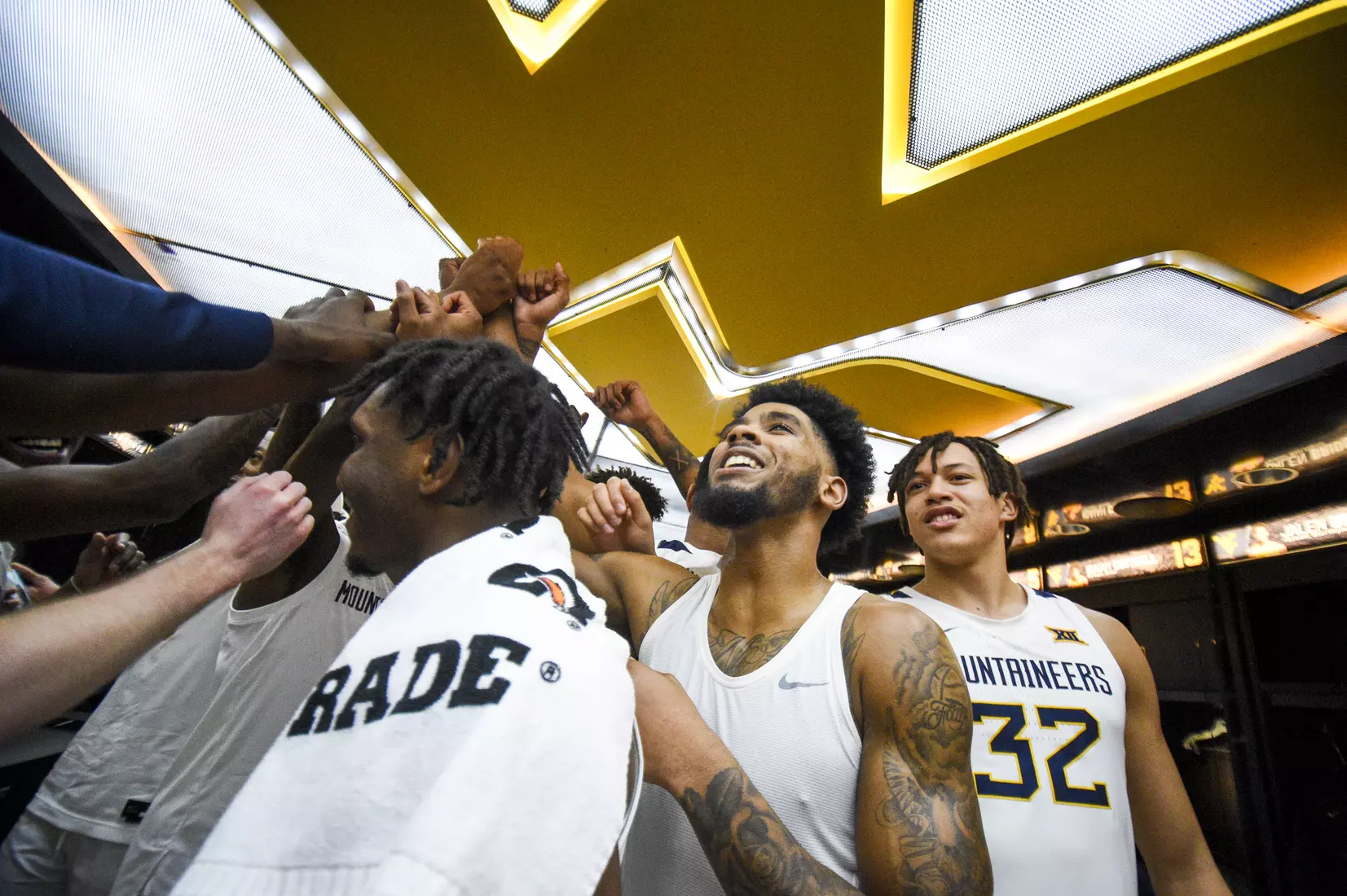 Taz Sherman and the Mountaineers celebrate the win.