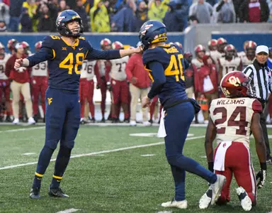 Casey Legg celebrates his game-winning field goal.