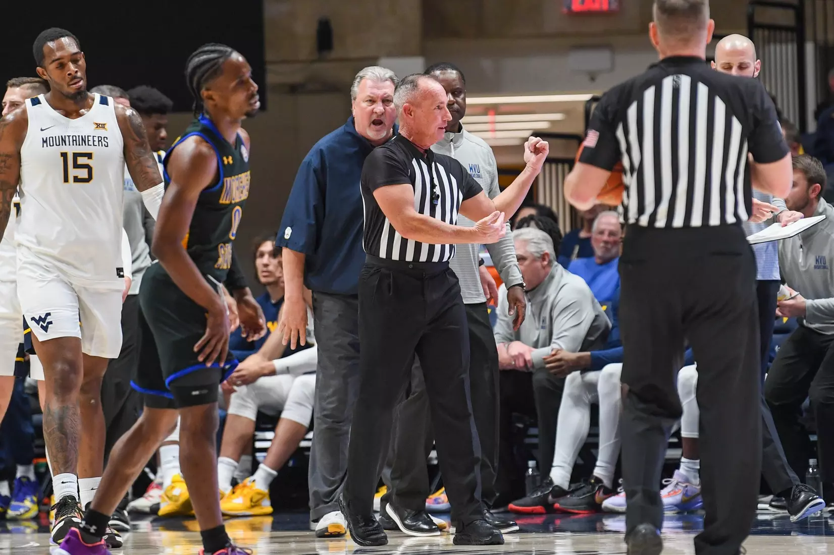 Bob Huggins argues a call.