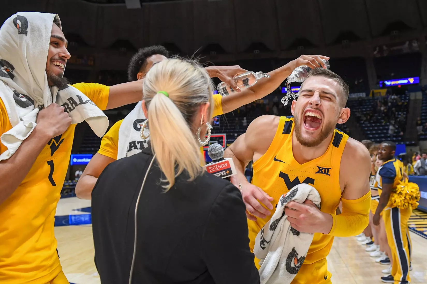 Erik Stevenson gets the water treatment.