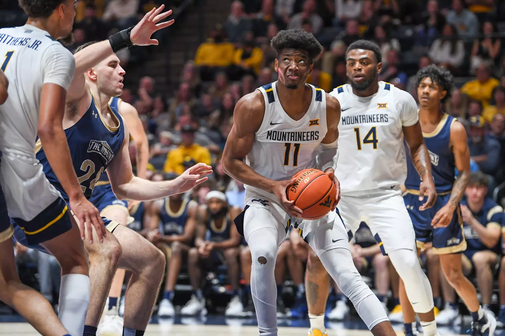 Mohamed Wague works to the basket.