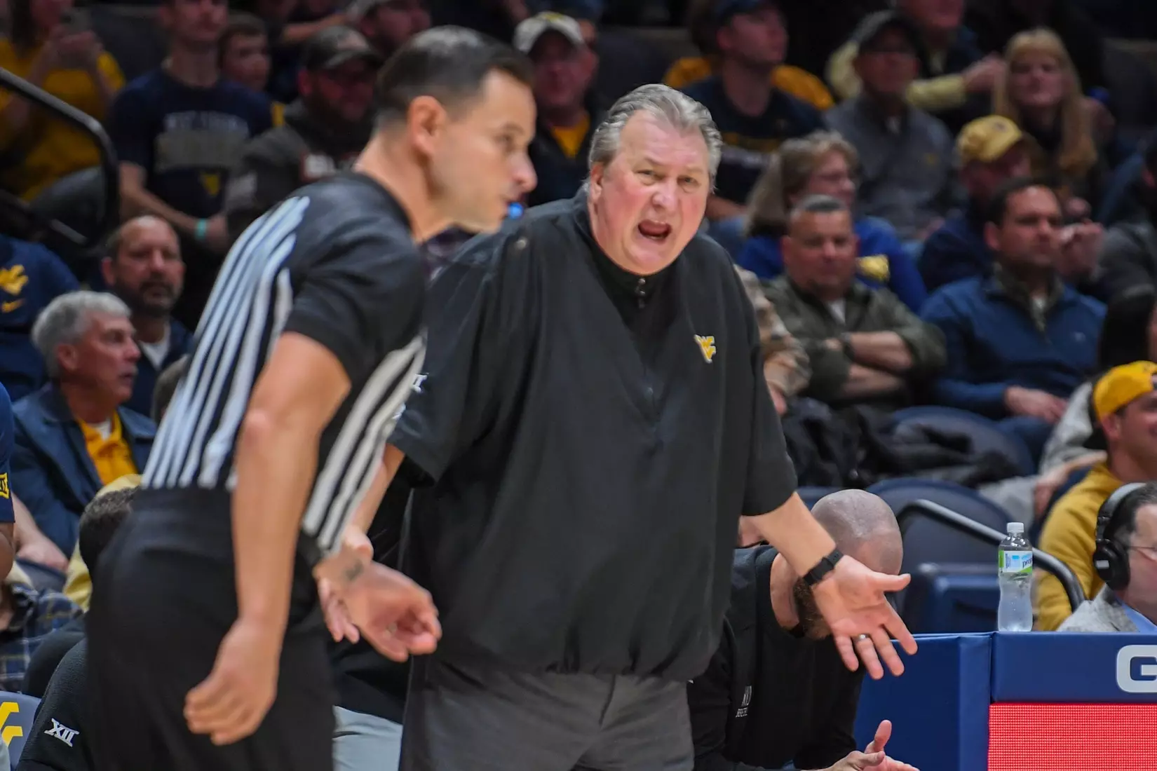 Bob Huggins argues a call.