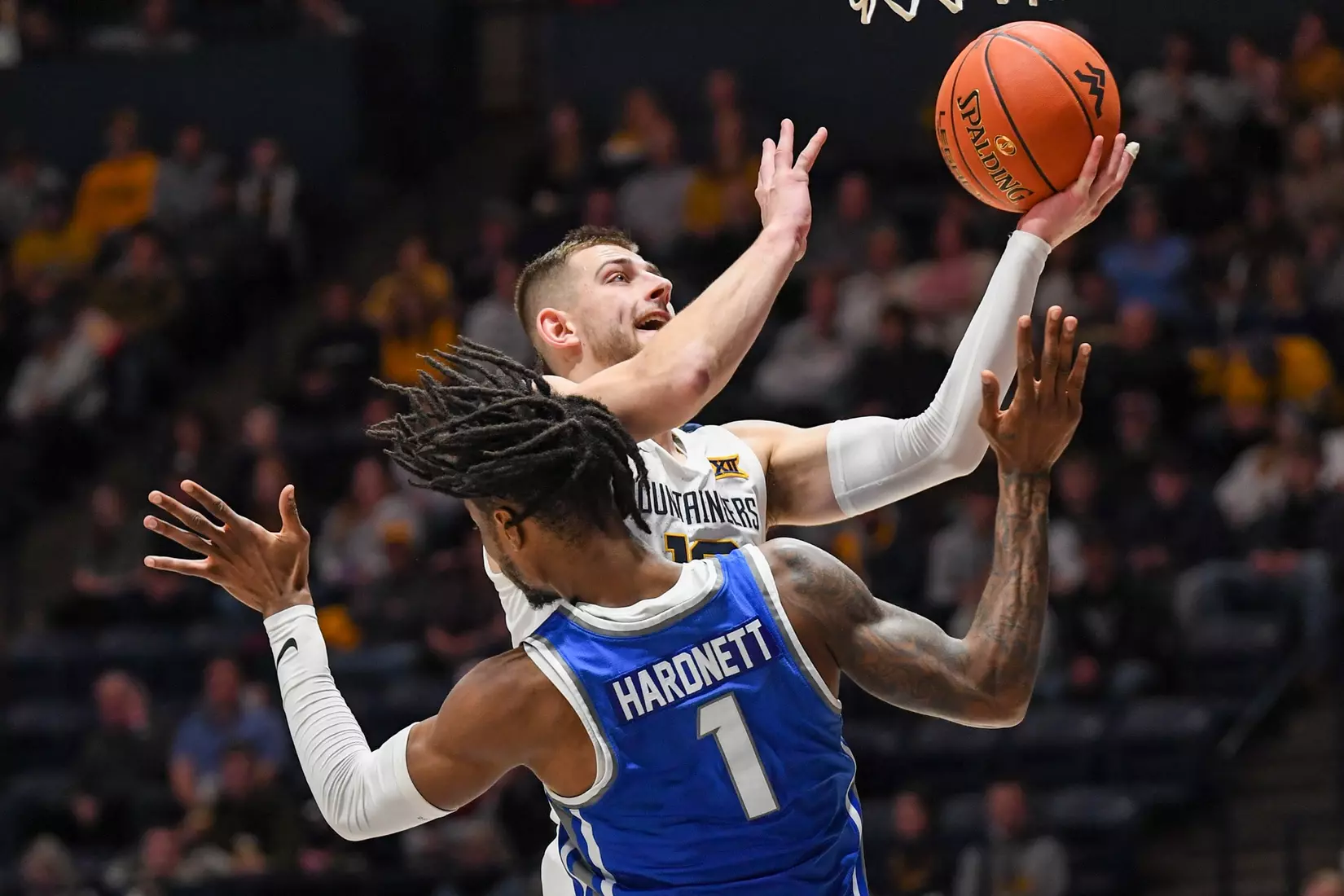 Erik Stevenson on the layup.