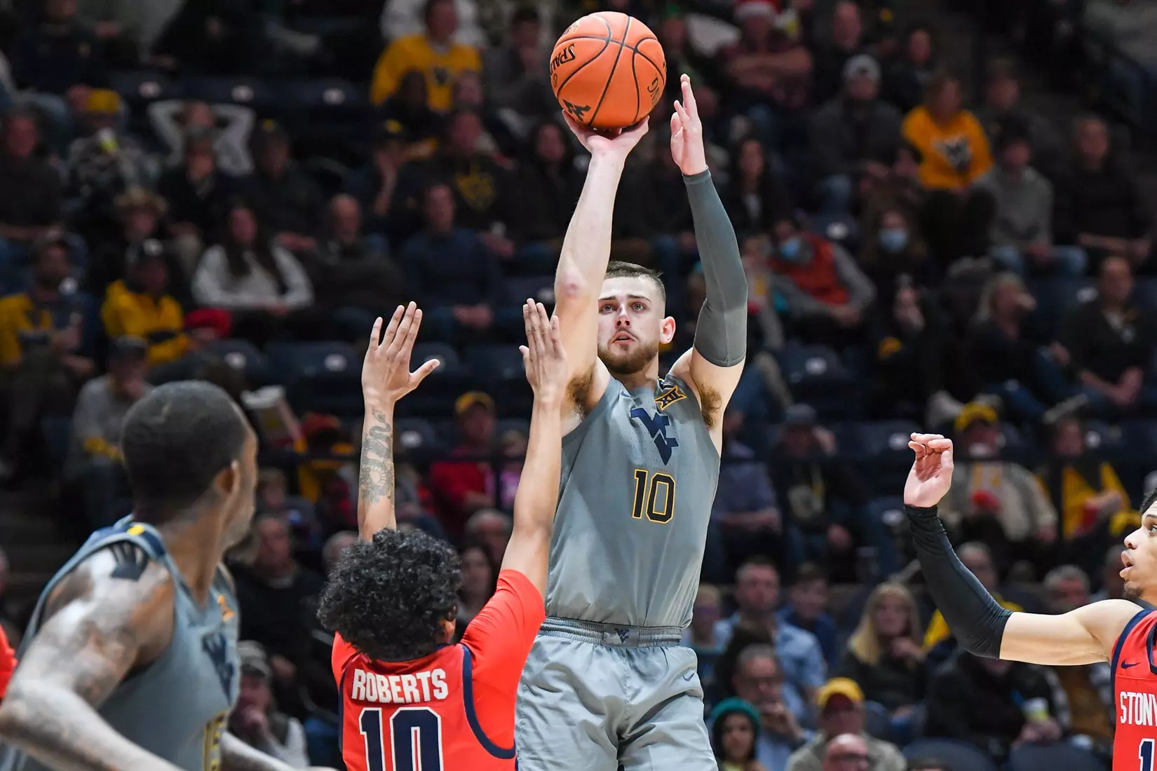 Erik Stevenson hits a three.