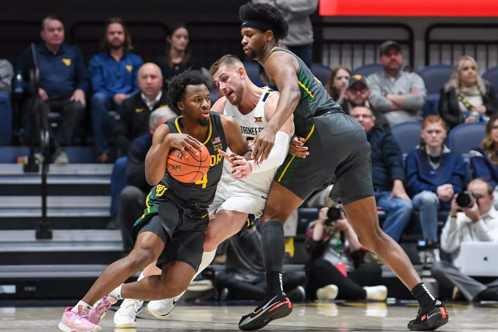 Erik Stevenson gets sandwiched.