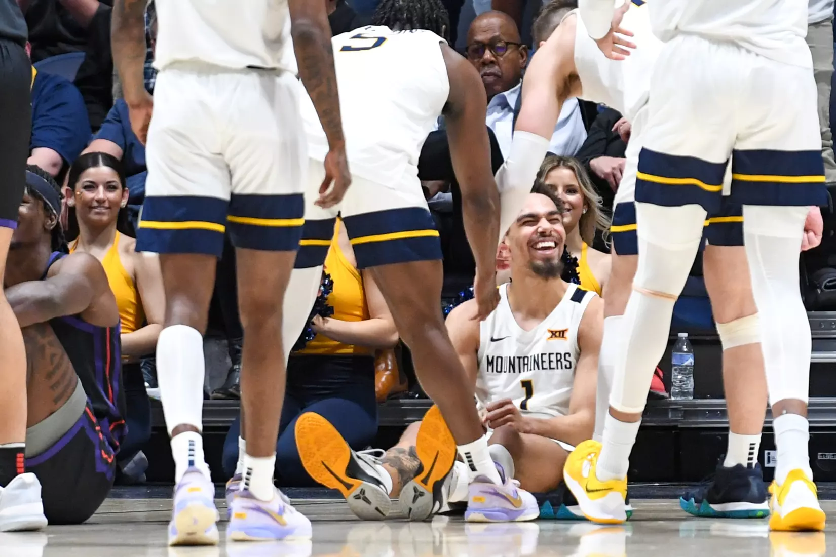 Emmitt Matthews Jr. collects the foul from TCU and is all smiles.