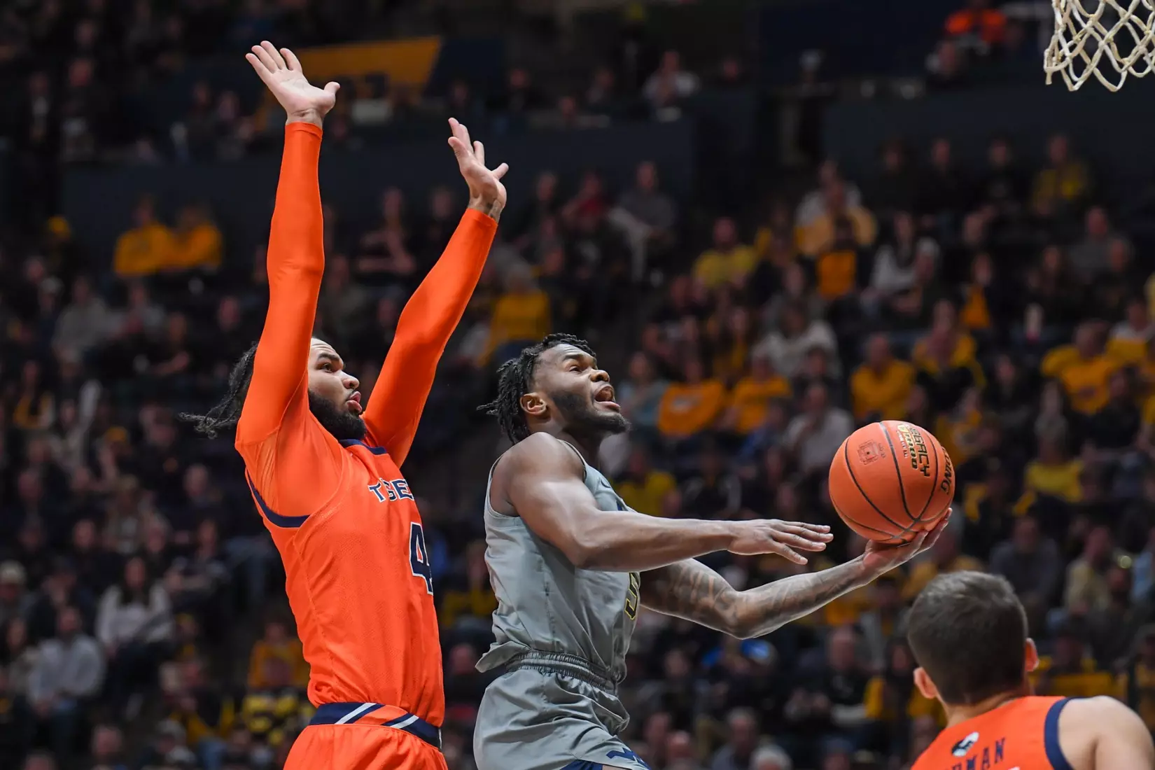 Joe Toussaint scores in the paint.