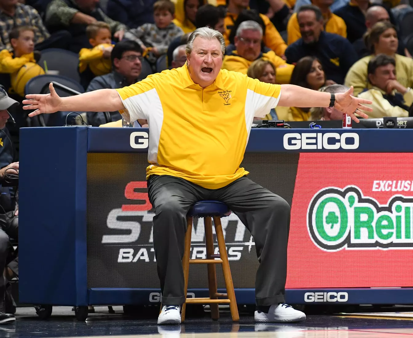Bob Huggins questions a call.