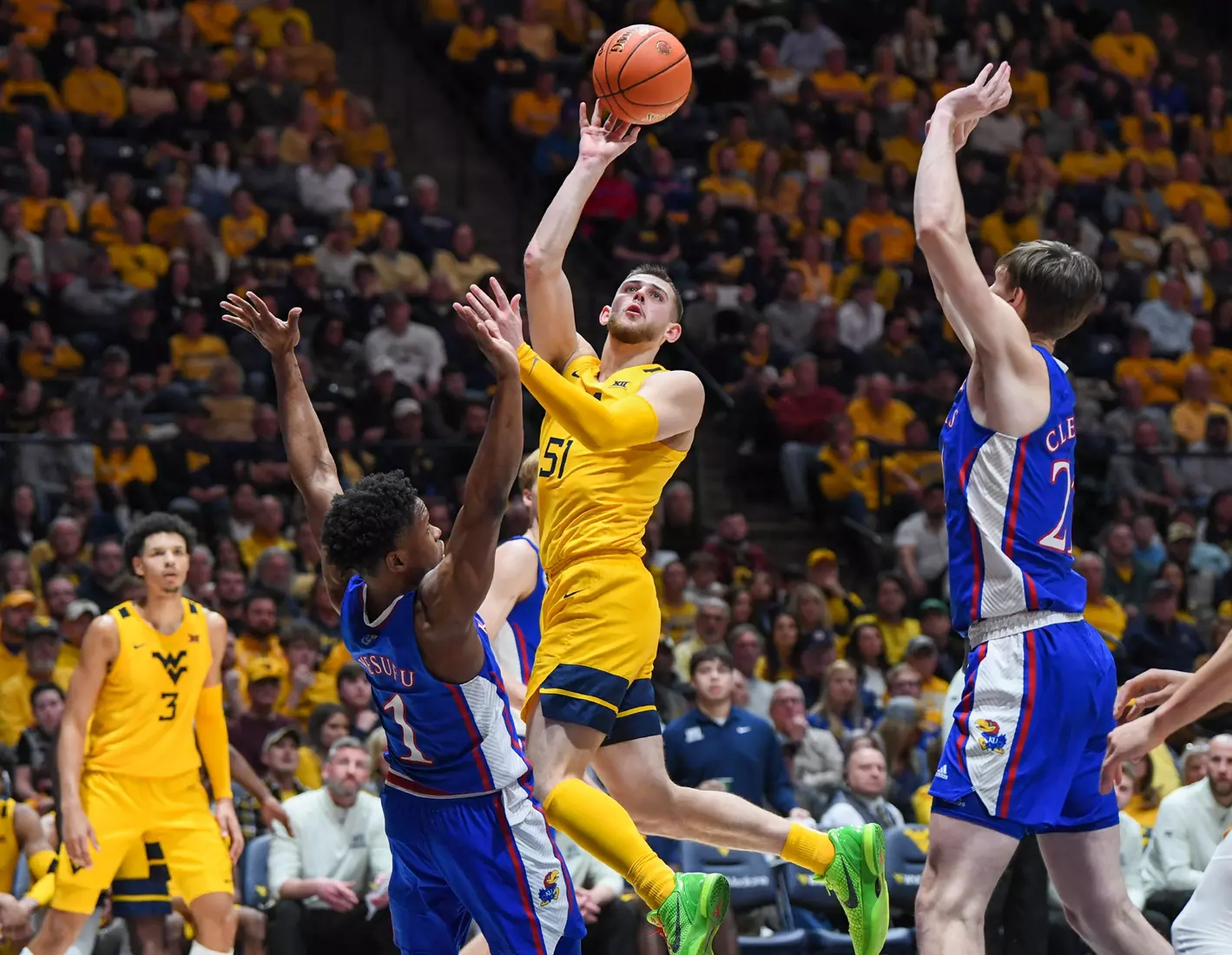 Erik Stevenson shoots in the paint.