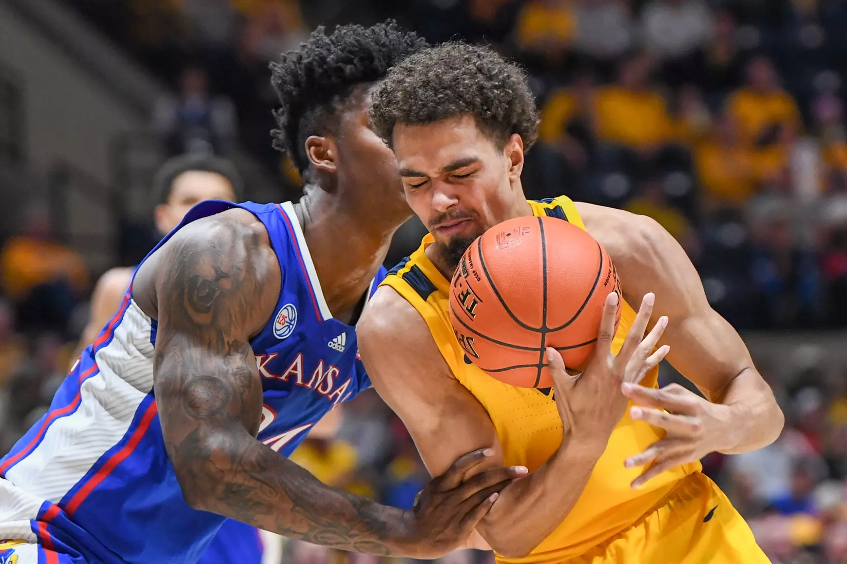 Emmitt Matthews Jr. is fouled while driving to the basket.