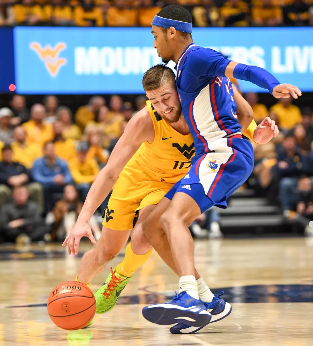 Erik Stevenson tries to drive through a defender.