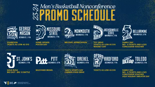 Men's Basketball Nonconference Promo Schedule
