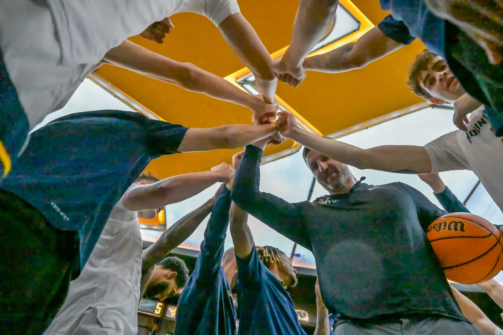 Head coach Josh Eilert celebrate the win over Missouri State.