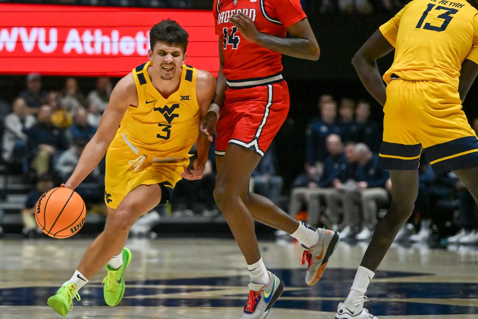 Kerr Kriisa drives around a defender.