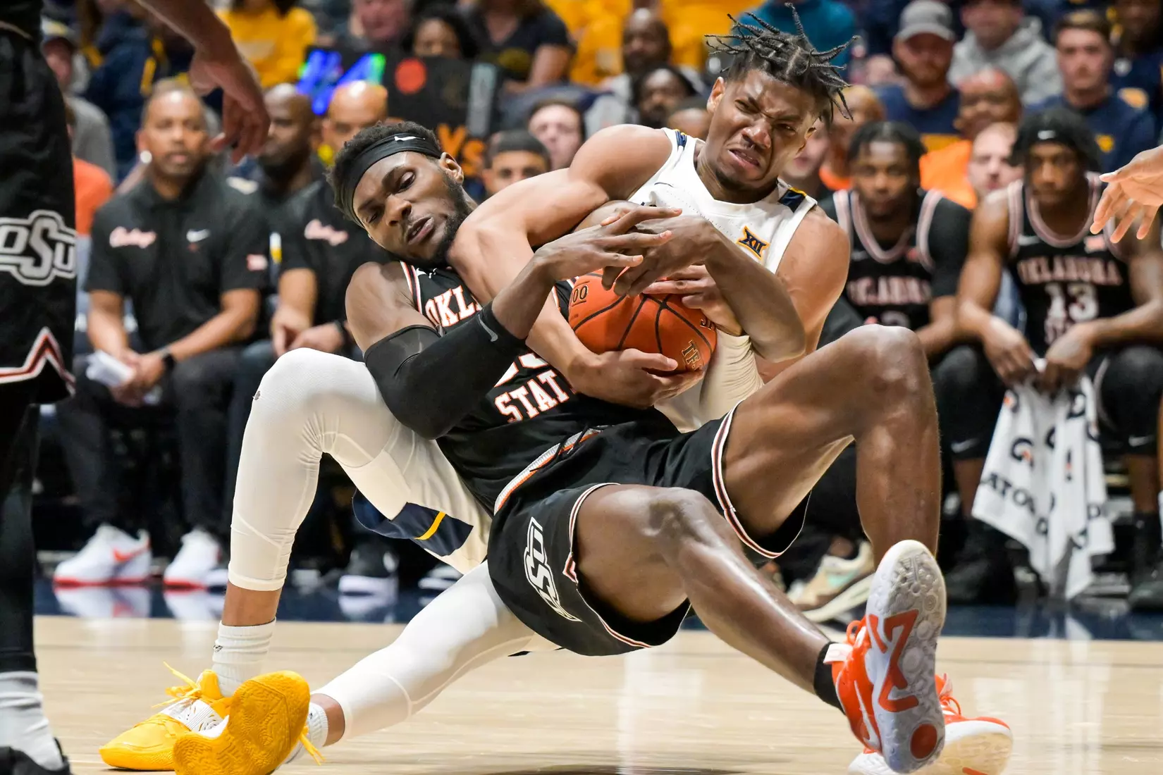 Mohamed Wague fights for a rebound.