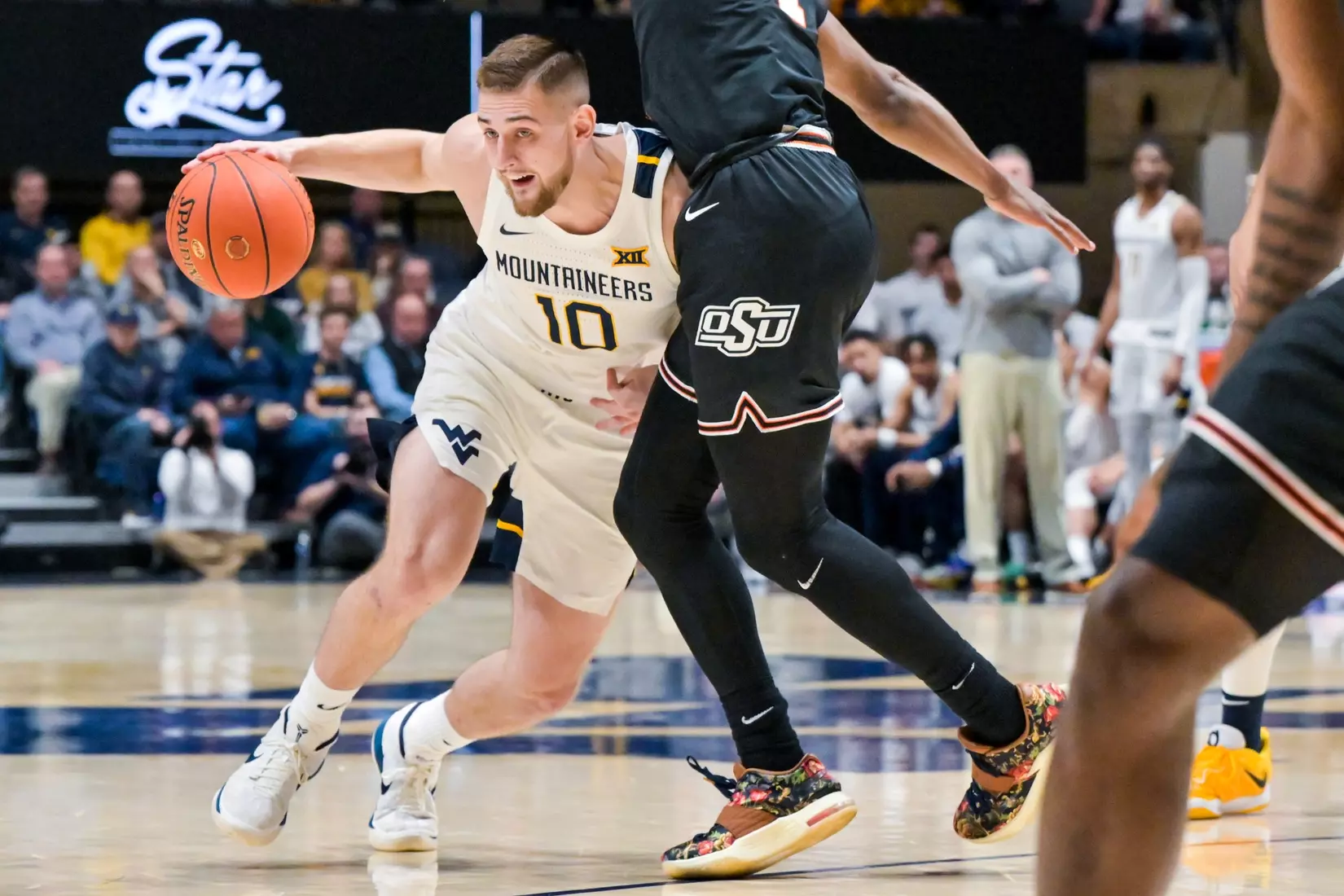 Erik Stevenson drives around a defender.