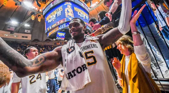 Jimmy Bell Jr. celebrates the win with the fans.