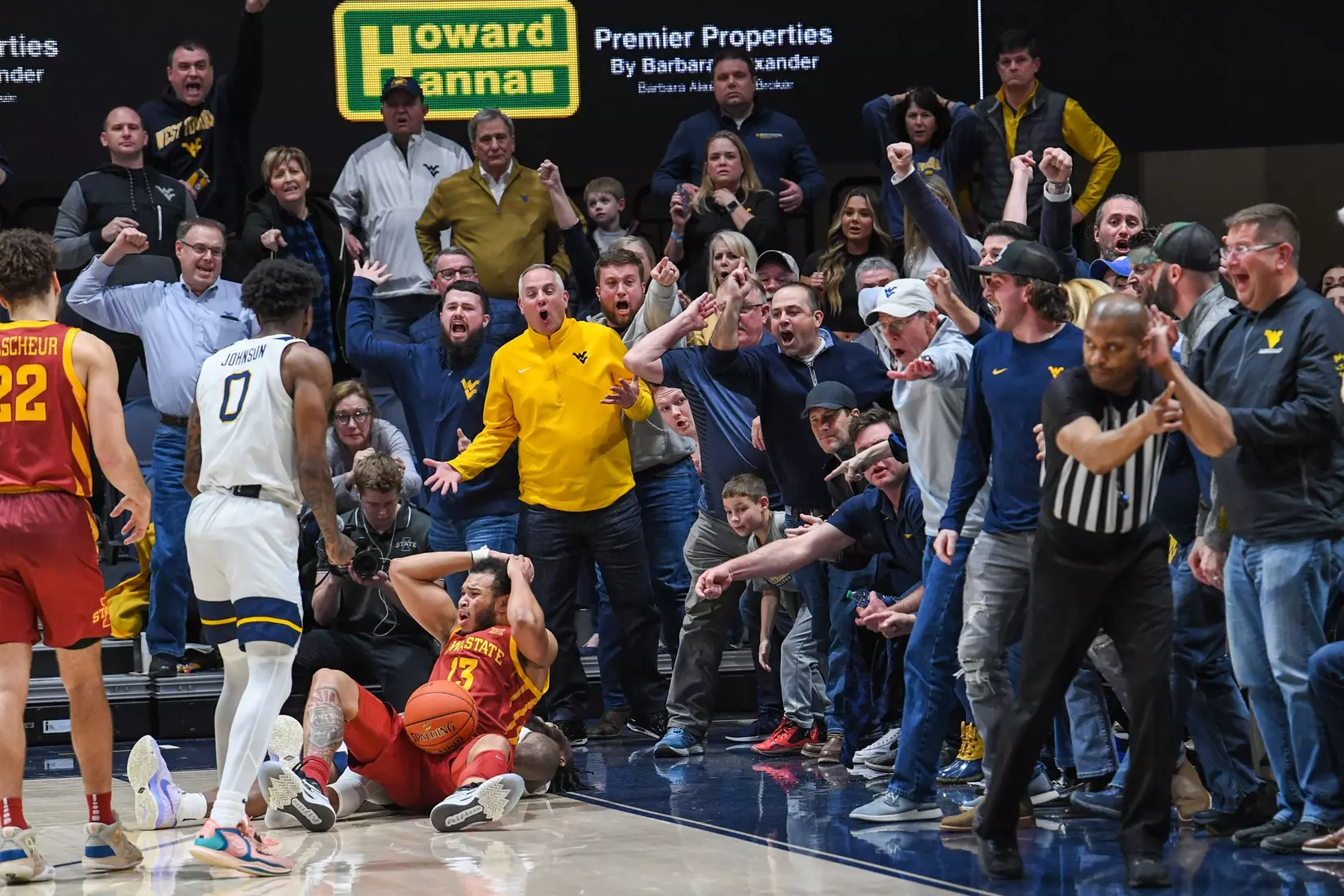 Kedrian Johnson watches as a charging foul is called on Iowa State's last play of the game.