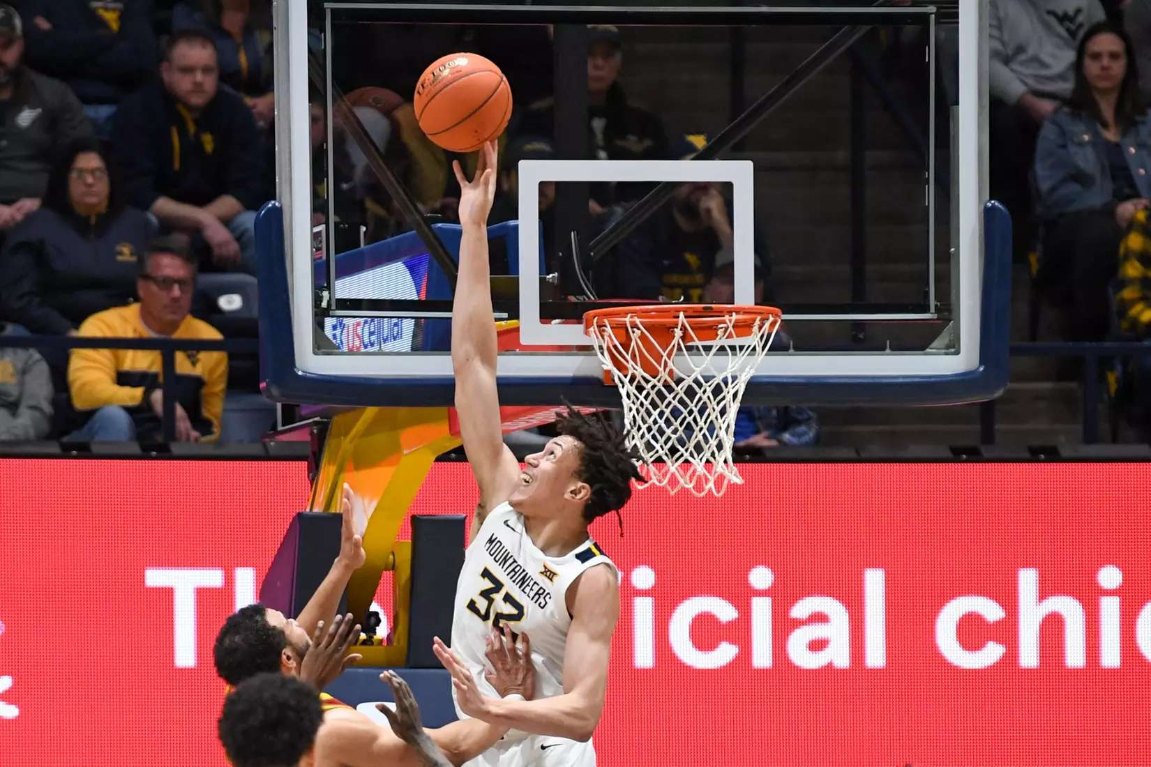 James Okonkwo blocks a shot.