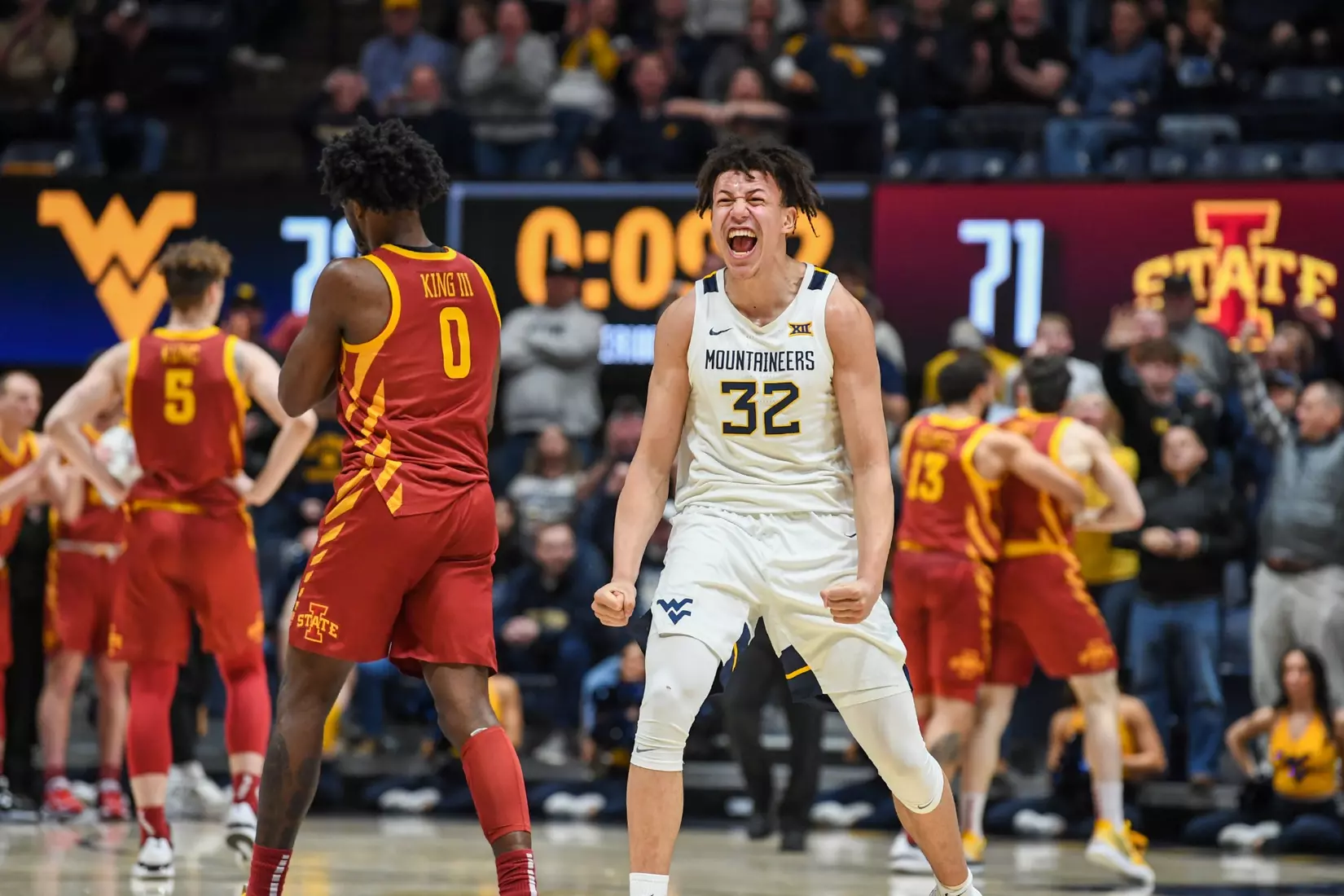 James Okonkwo celebrates with 9.2 seconds remaining.