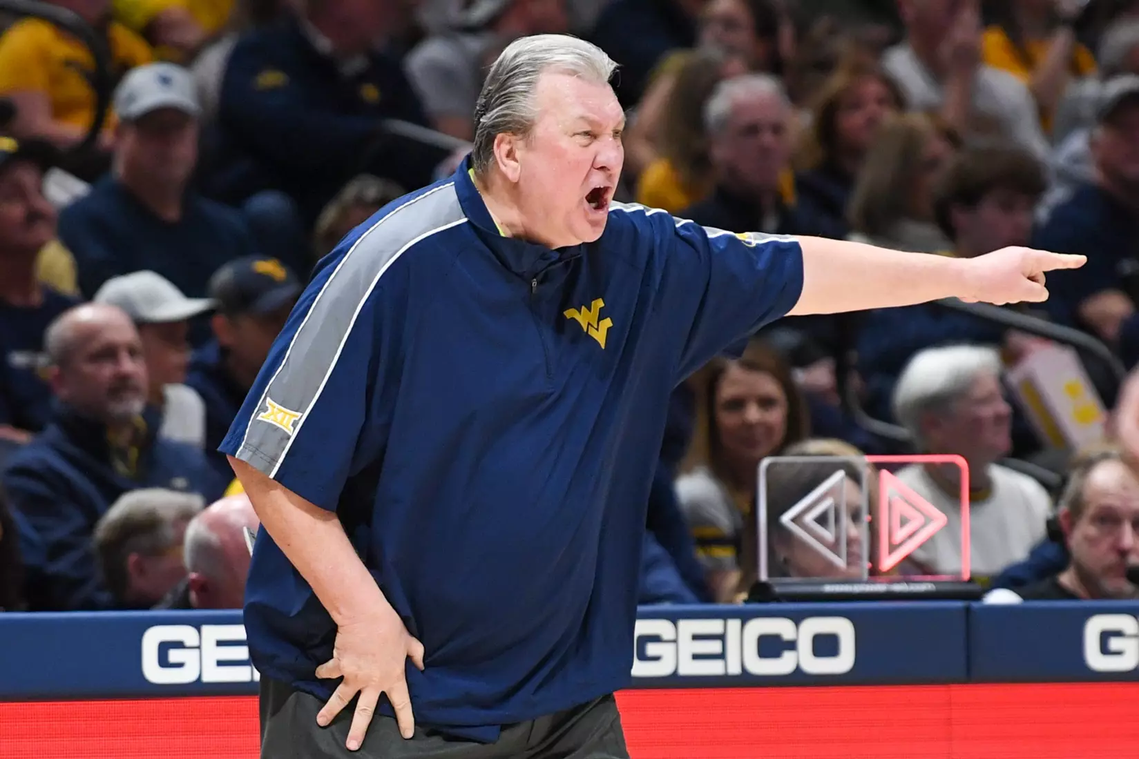 Bob Huggins argues a call.