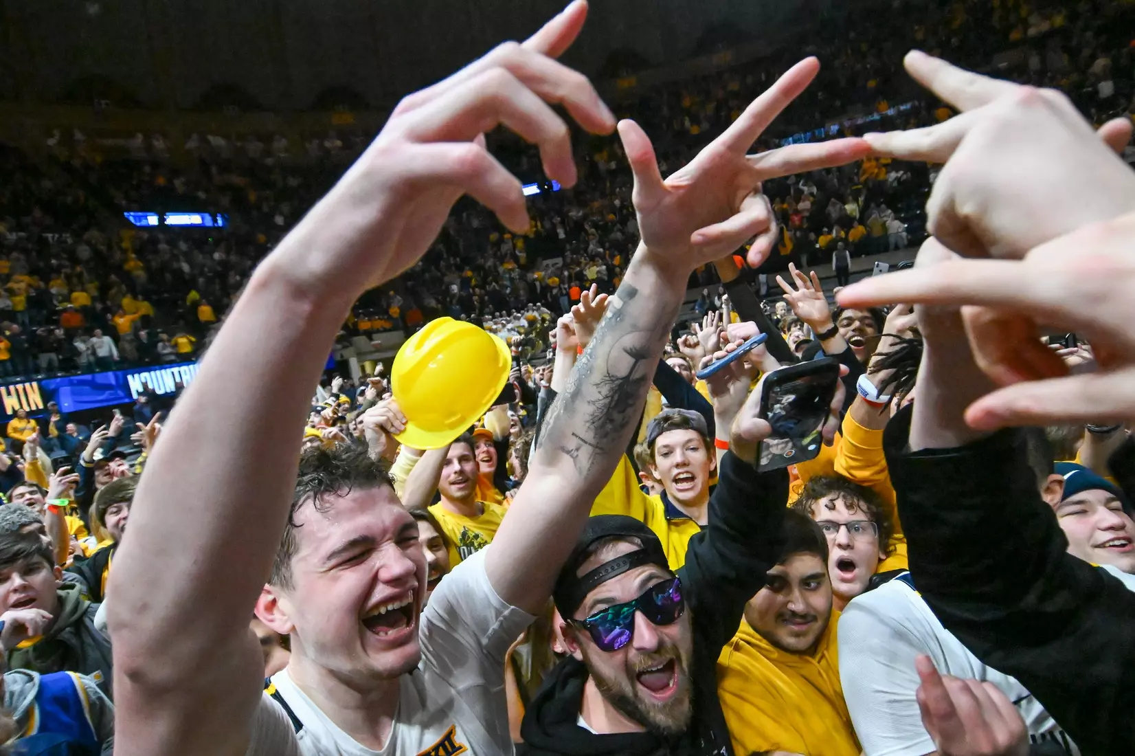 Quinn Slazinski goes through the full range of emotions with the fans following the win over Kansas.