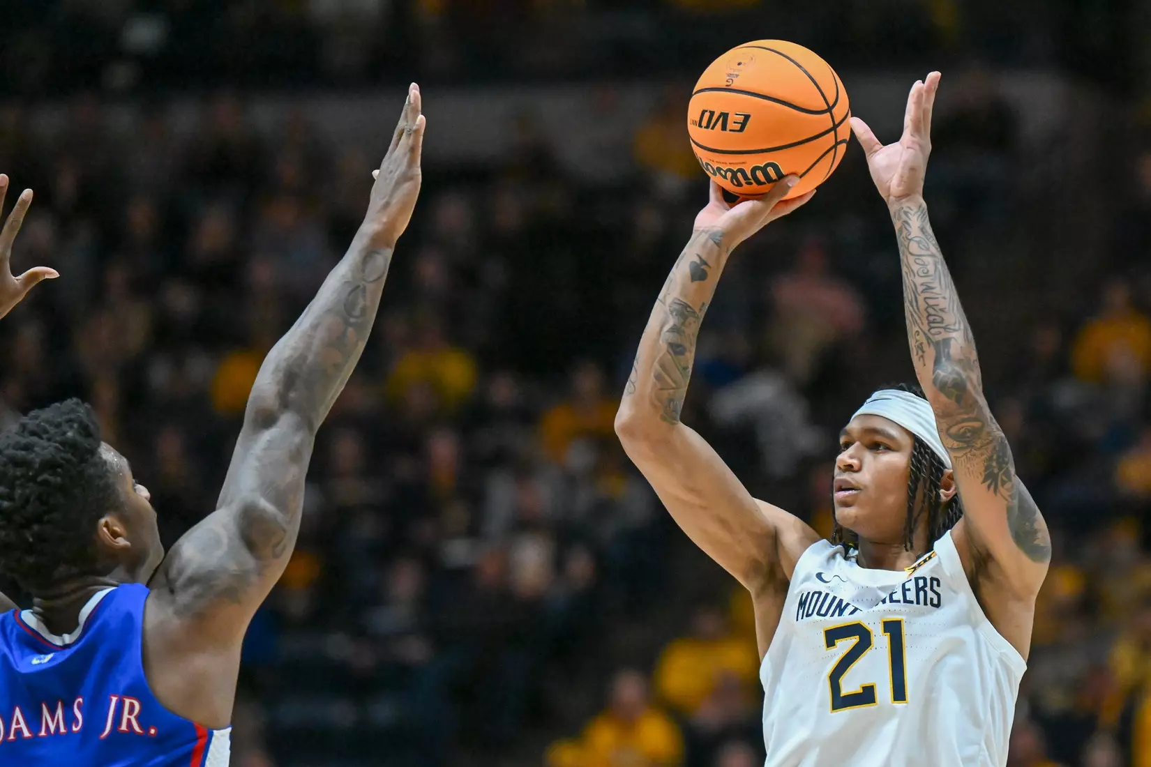 RaeQuan Battle hits a big three-pointer late in the game.