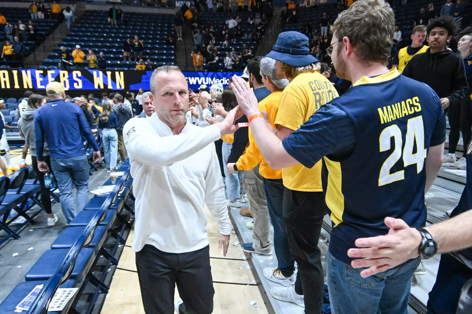 Game action of WVU vs University of Charleston Friday night at the WVU Coliseum.