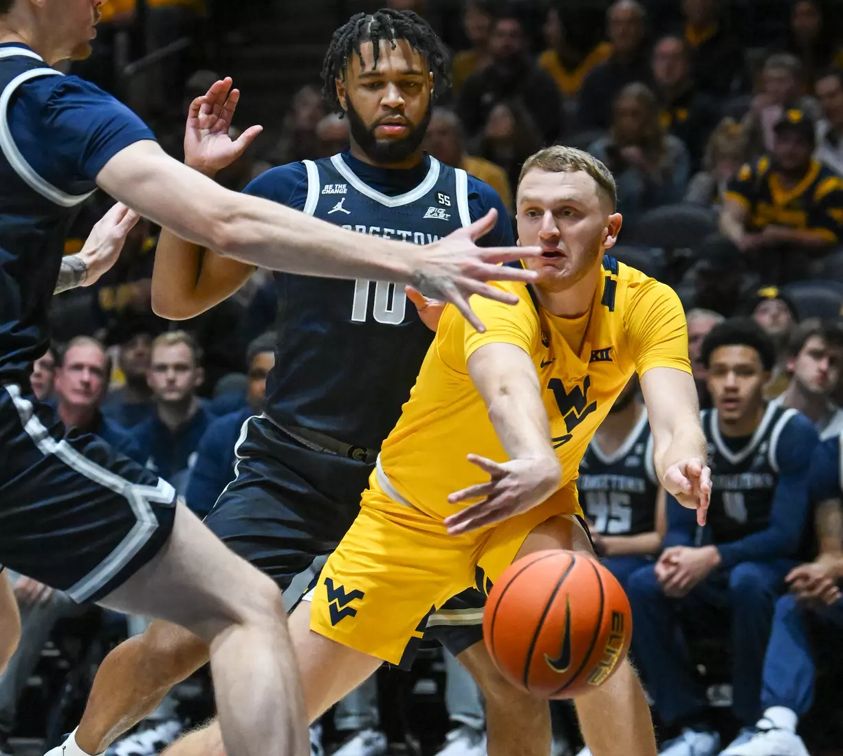 WVU vs Georgetown action at the WVU Coliseum Friday, Dec. 6, 2024.