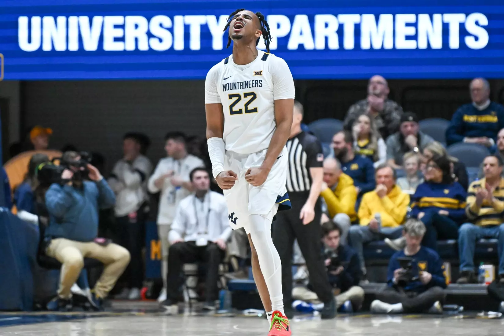 Josiah Harris celebrates a big shot.