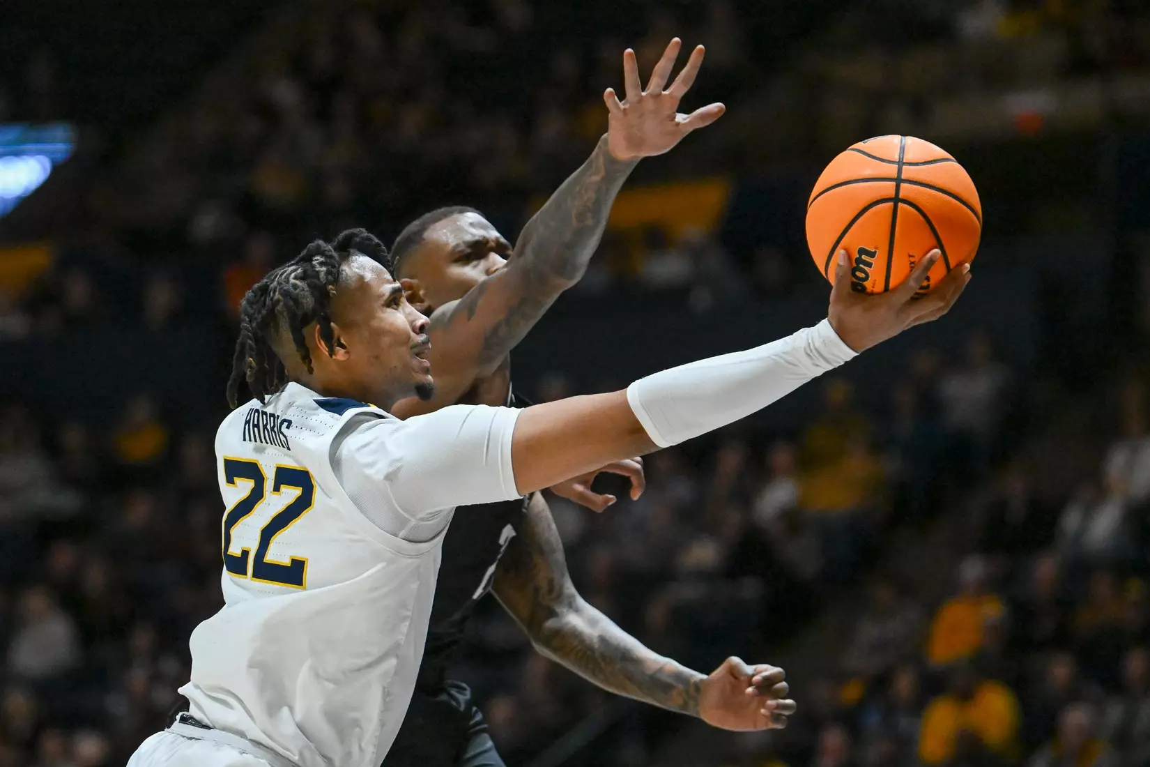 Josiah Harris on the layup.