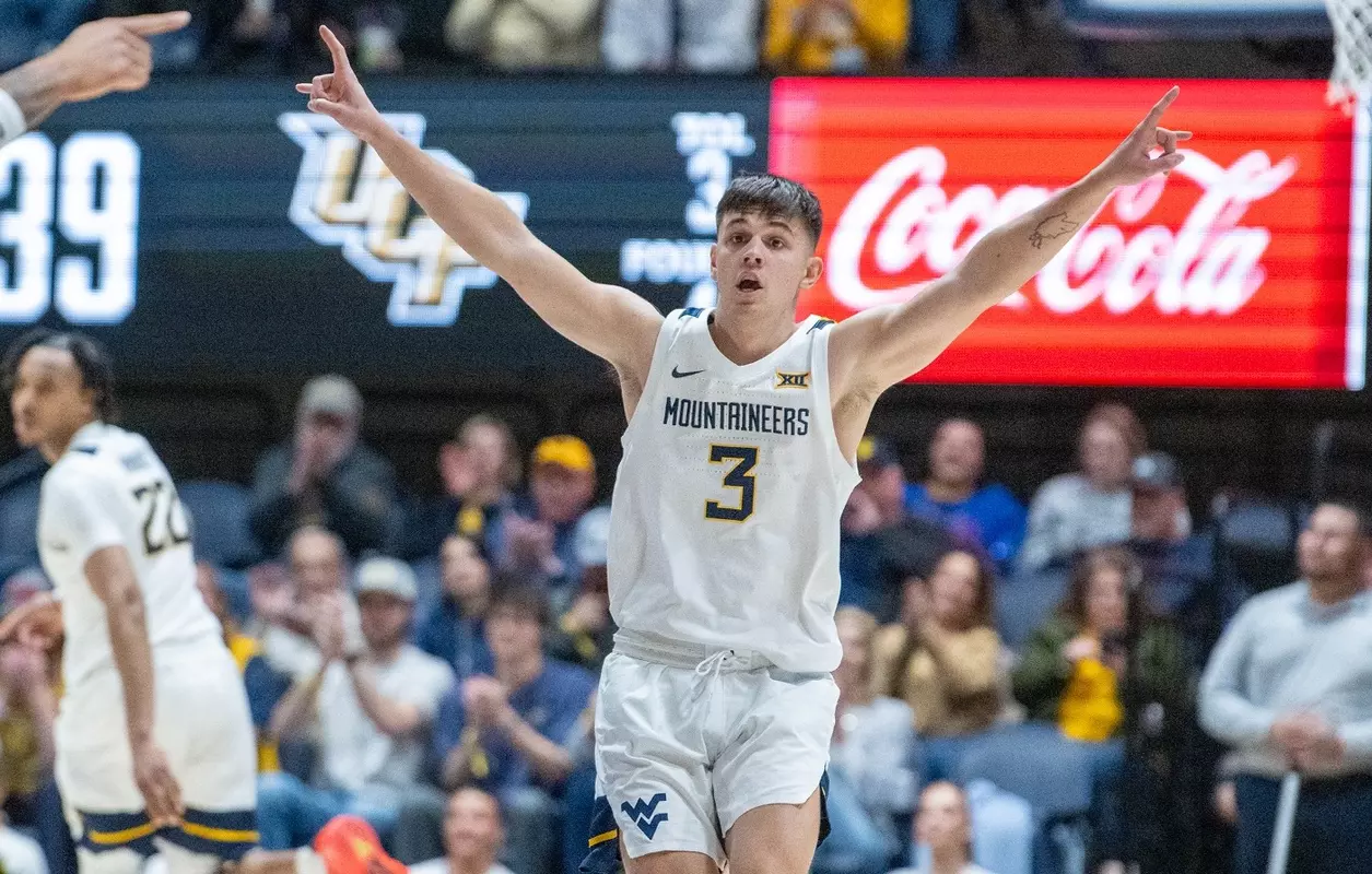 Kerr Kriisa celebrates a big three-pointer.