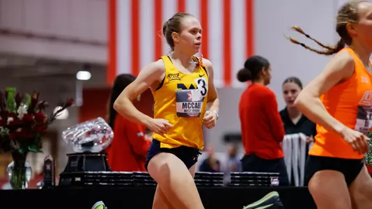 McCabe running at 2023 Big 12 Indoor Championship