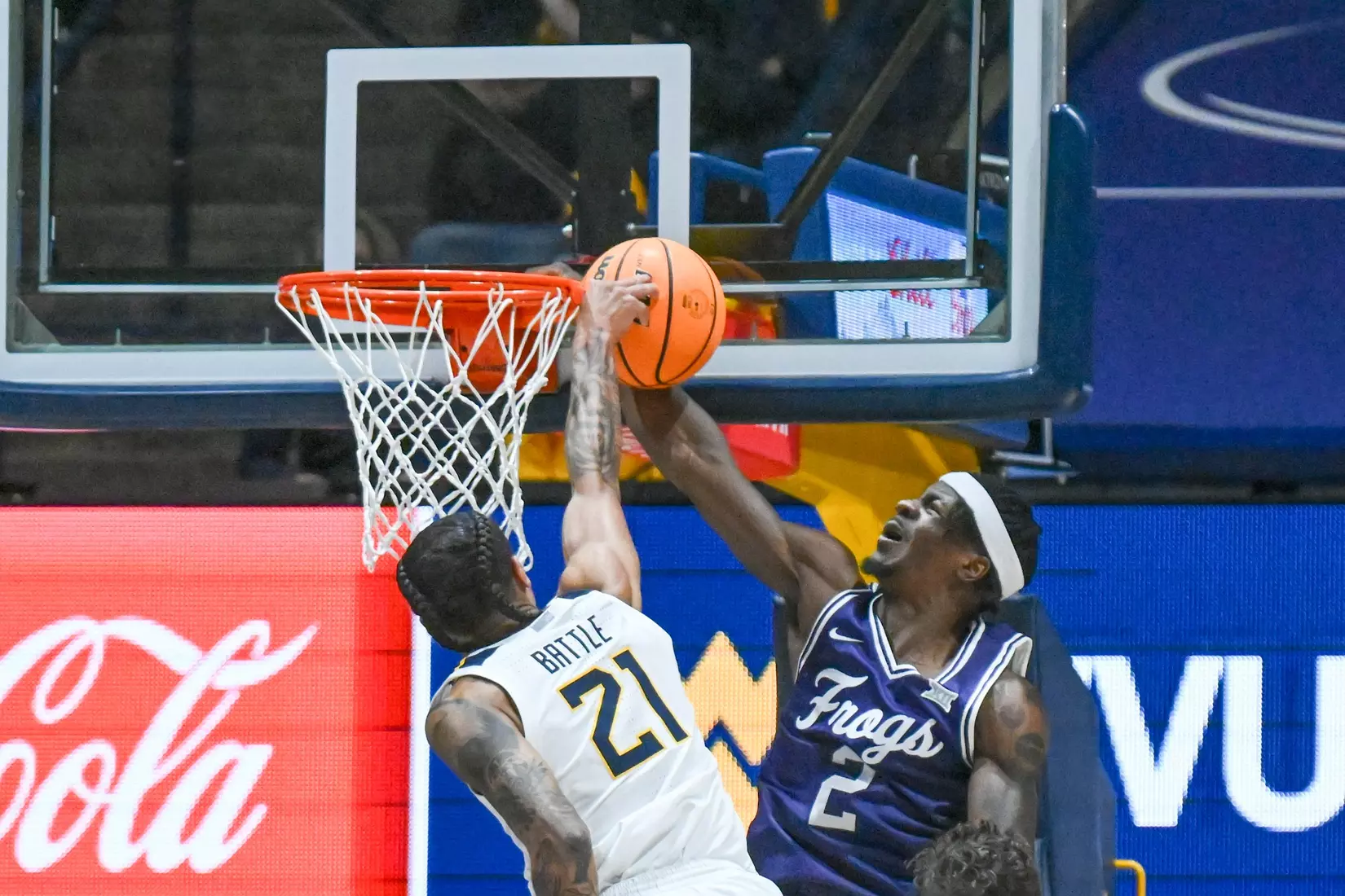 RaeQuan Battle blocks a shot.