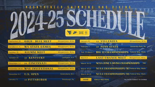 WVU 2024-25 Swimming Schedule
