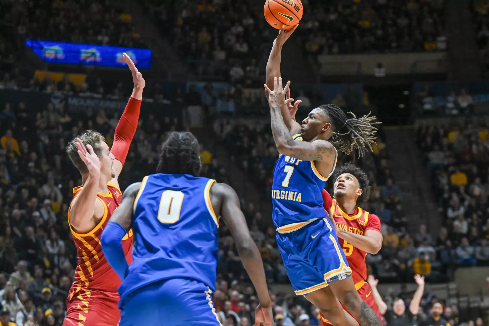 Javon Small floats through the paint.