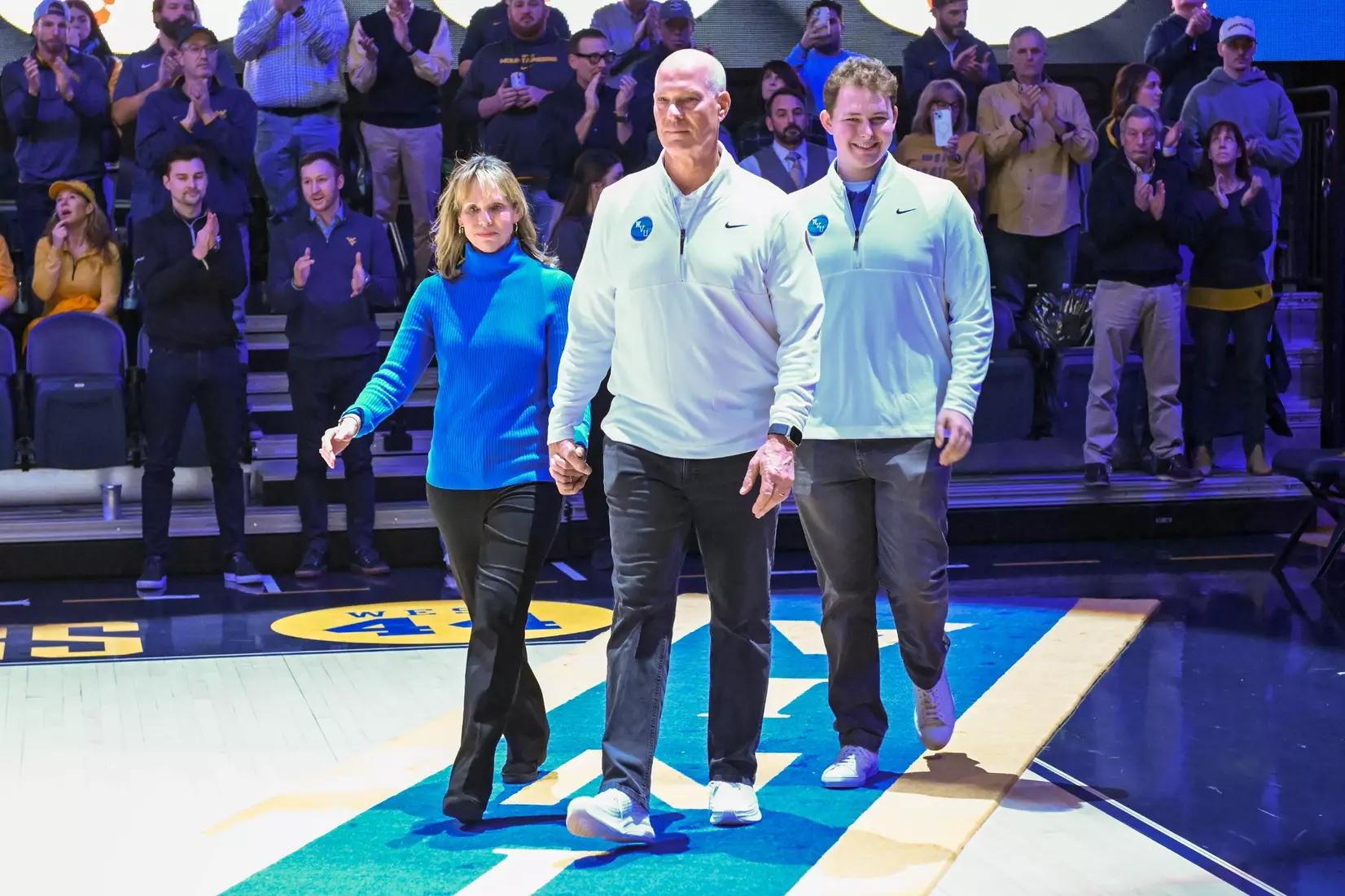 The Jerry West family at halftime.