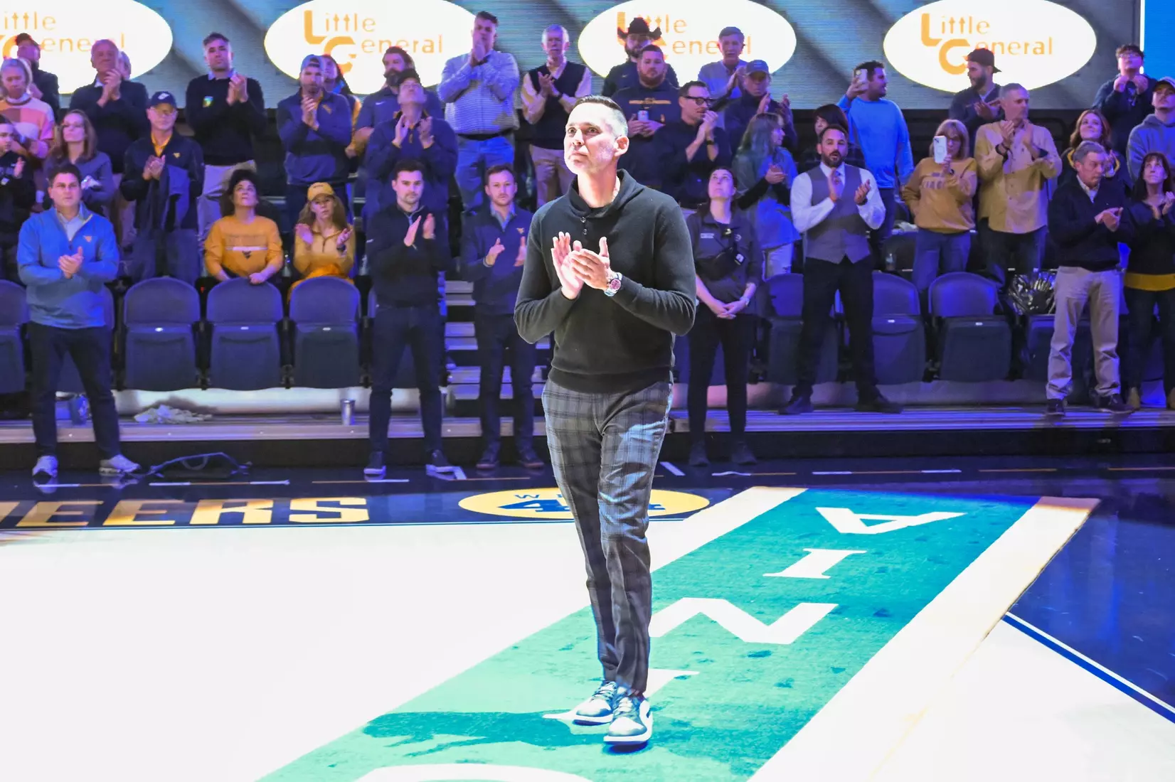 The Jerry West family at halftime.