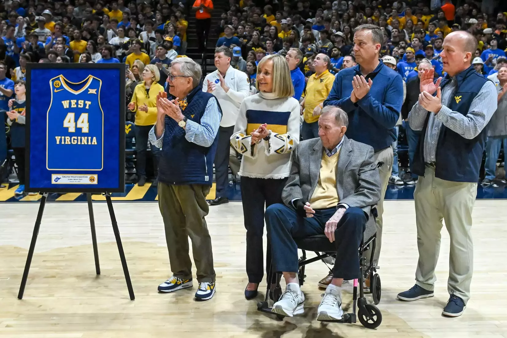 Willie Akers and family at the Jerry West memorial service held at the WVU Coliseum.